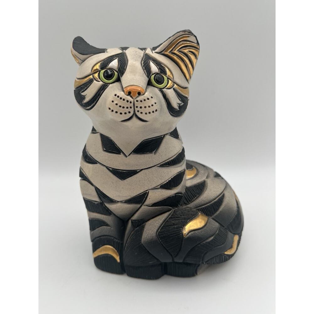 Artesania Rinconada De Rosa Large 7” Striped Tabby Cat Figurine Signed RARE